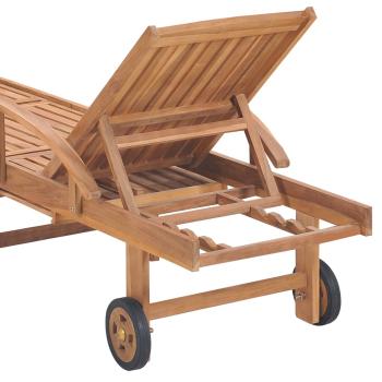 Sonnenliegen 2 Stk. mit Auflagen Blau Massivholz Teak