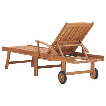 Sonnenliegen 2 Stk. mit Auflagen Blau Massivholz Teak
