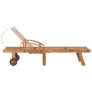 Sonnenliegen 2 Stk. mit Auflagen Blau Massivholz Teak