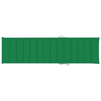 Sonnenliegen 2 Stk. mit Auflagen Grün Massivholz Teak