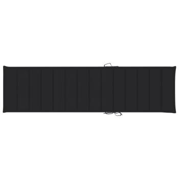 Sonnenliegen 2 Stk. mit Auflagen Schwarz Massivholz Teak