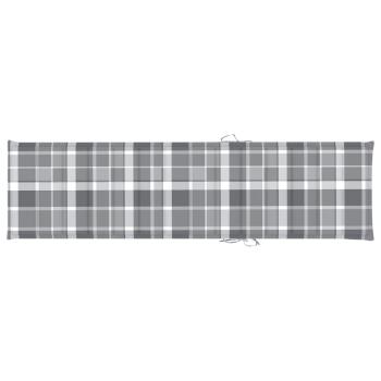 Sonnenliegen 2 Stk. Auflagen Graues Karomuster Massivholz Teak