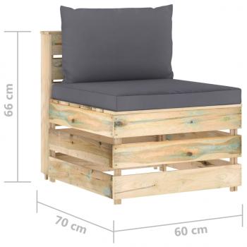 Modulares Mittelsofa mit Kissen Grün Imprägniertes Holz