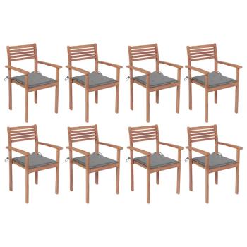 ARDEBO.de - Stapelbare Gartenstühle mit Kissen 8 Stk. Massivholz Teak