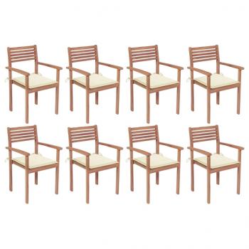 ARDEBO.de - Stapelbare Gartenstühle mit Kissen 8 Stk. Massivholz Teak
