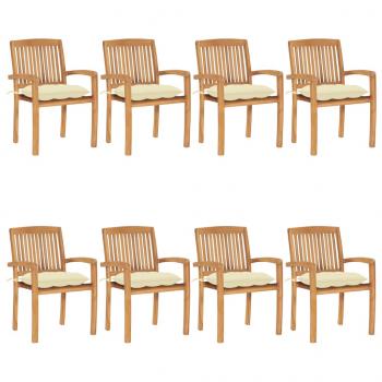ARDEBO.de - Stapelbare Gartenstühle mit Kissen 8 Stk. Massivholz Teak