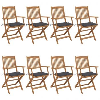 ARDEBO.de - Klappbare Gartenstühle 8 Stk. mit Kissen Massivholz Akazie