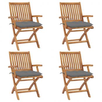 ARDEBO.de - Klappbare Gartenstühle mit Kissen 4 Stk. Massivholz Teak