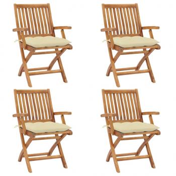 ARDEBO.de - Klappbare Gartenstühle mit Kissen 4 Stk. Massivholz Teak