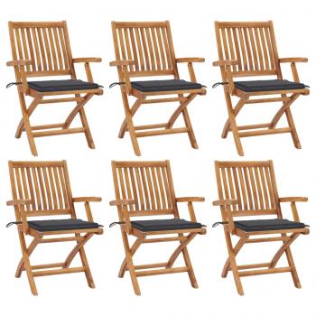 ARDEBO.de - Klappbare Gartenstühle mit Kissen 6 Stk. Massivholz Teak