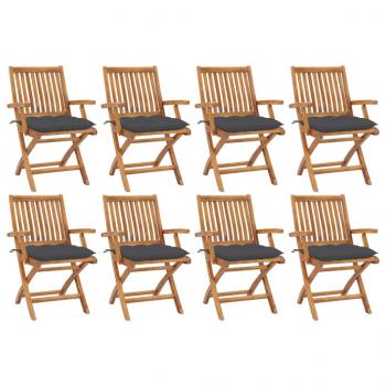 ARDEBO.de - Klappbare Gartenstühle mit Kissen 8 Stk. Massivholz Teak