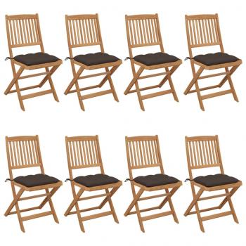 ARDEBO.de - Klappbare Gartenstühle 8 Stk. mit Kissen Massivholz Akazie