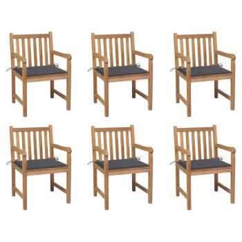 ARDEBO.de - Gartenstühle 6 Stk. mit Anthrazit Kissen Massivholz Teak