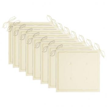 Gartenstühle 8 Stk. mit Creme Kissen Massivholz Teak