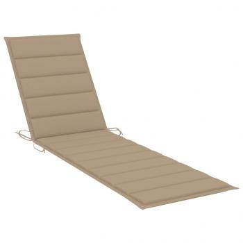 Sonnenliegen 2 Stk. mit Auflagen Beige Massivholz Teak