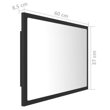 LED-Badspiegel Grau 60x8,5x37 cm Acryl