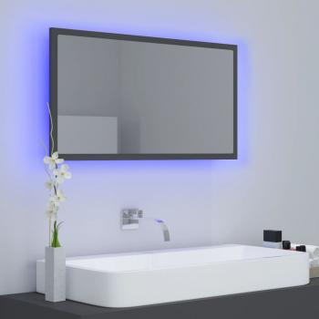LED-Badspiegel Grau 80x8,5x37 cm Acryl