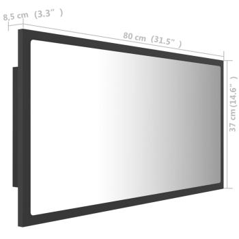 LED-Badspiegel Grau 80x8,5x37 cm Acryl