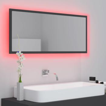 LED-Badspiegel Grau 100x8,5x37 cm Acryl