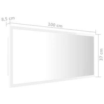 LED-Badspiegel Hochglanz-Weiß 100x8,5x37 cm Acryl