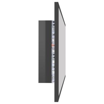 LED-Badspiegel Hochglanz-Grau 100x8,5x37 cm Acryl