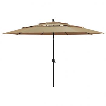 ARDEBO.de - Sonnenschirm mit Aluminium-Mast 3-lagig Taupe 3,5 m