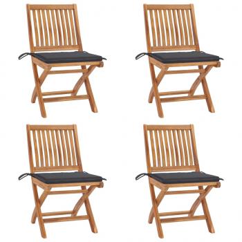 ARDEBO.de - Klappbare Gartenstühle mit Kissen 4 Stk. Massivholz Teak