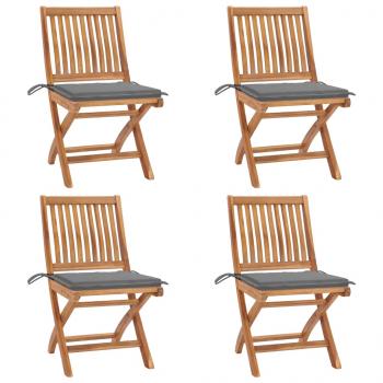 ARDEBO.de - Klappbare Gartenstühle mit Kissen 4 Stk. Massivholz Teak