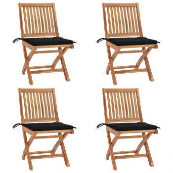 ARDEBO.de - Klappbare Gartenstühle mit Kissen 4 Stk. Massivholz Teak