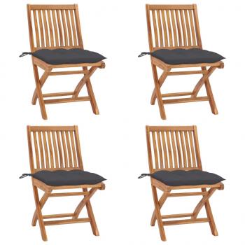 ARDEBO.de - Klappbare Gartenstühle mit Kissen 4 Stk. Massivholz Teak