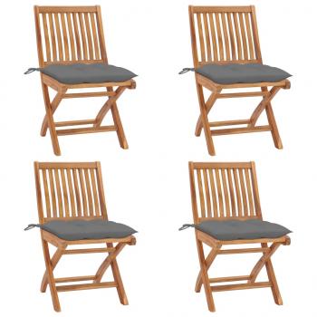 ARDEBO.de - Klappbare Gartenstühle mit Kissen 4 Stk. Massivholz Teak