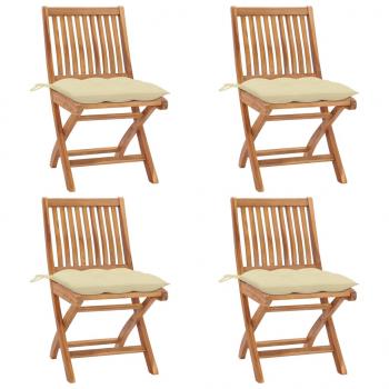 ARDEBO.de - Klappbare Gartenstühle mit Kissen 4 Stk. Massivholz Teak