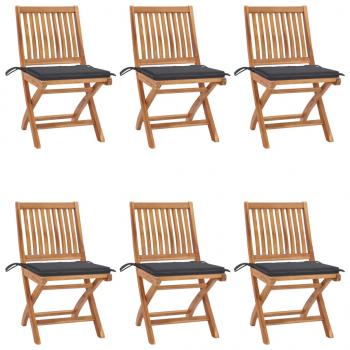 ARDEBO.de - Klappbare Gartenstühle mit Kissen 6 Stk. Massivholz Teak