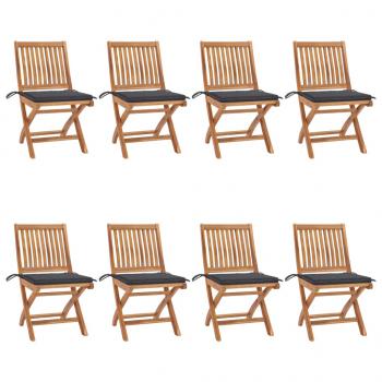 ARDEBO.de - Klappbare Gartenstühle mit Kissen 8 Stk. Massivholz Teak