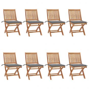ARDEBO.de - Klappbare Gartenstühle mit Kissen 8 Stk. Massivholz Teak