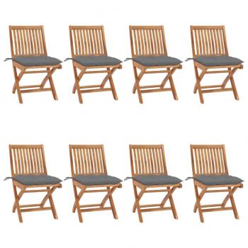 ARDEBO.de - Klappbare Gartenstühle mit Kissen 8 Stk. Massivholz Teak