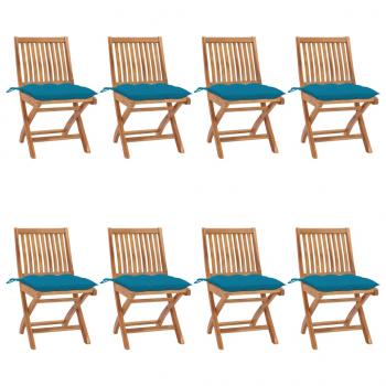 ARDEBO.de - Klappbare Gartenstühle mit Kissen 8 Stk. Massivholz Teak