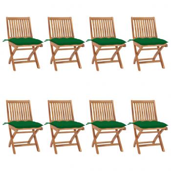 ARDEBO.de - Klappbare Gartenstühle mit Kissen 8 Stk. Massivholz Teak
