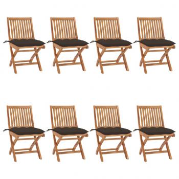 ARDEBO.de - Klappbare Gartenstühle mit Kissen 8 Stk. Massivholz Teak
