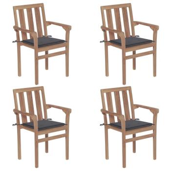 ARDEBO.de - Stapelbare Gartenstühle mit Kissen 4 Stk. Massivholz Teak
