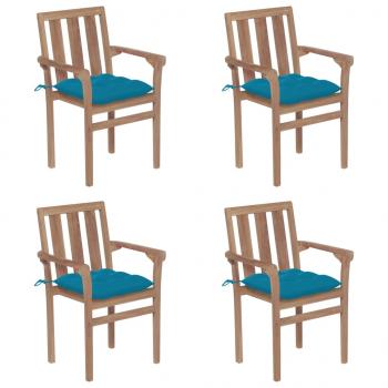 ARDEBO.de - Stapelbare Gartenstühle mit Kissen 4 Stk. Massivholz Teak