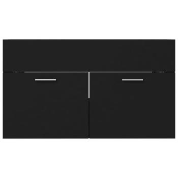 Waschbeckenunterschrank mit Einbaubecken Schwarz Holzwerkstoff