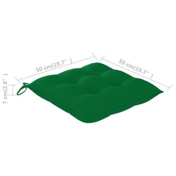 Gartenstühle 6 Stk. mit Grünen Kissen Massivholz Teak