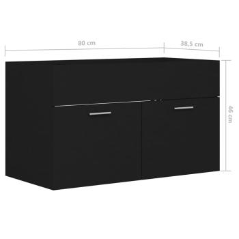 Waschbeckenunterschrank mit Einbaubecken Schwarz Holzwerkstoff