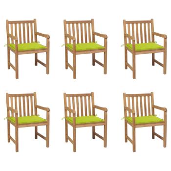 ARDEBO.de - Gartenstühle 6 Stk. mit Hellgrünen Kissen Massivholz Teak