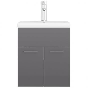 Waschbeckenunterschrank mit Einbaubecken Hochglanz-Grau