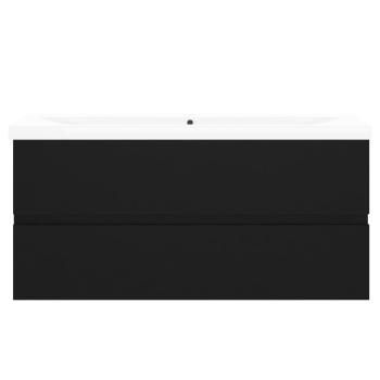 Waschbeckenunterschrank mit Einbaubecken Schwarz Holzwerkstoff