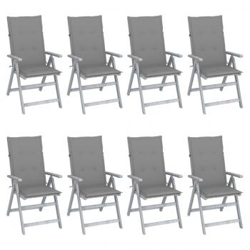 ARDEBO.de - Verstellbare Gartenstühle mit Auflagen 8 Stk. Grau Akazienholz