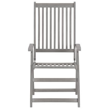 Verstellbare Gartenstühle mit Auflagen 8 Stk. Grau Akazienholz