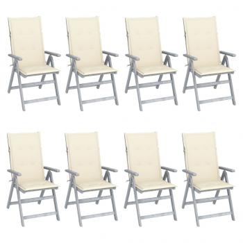 ARDEBO.de - Verstellbare Gartenstühle mit Auflagen 8 Stk. Grau Akazienholz